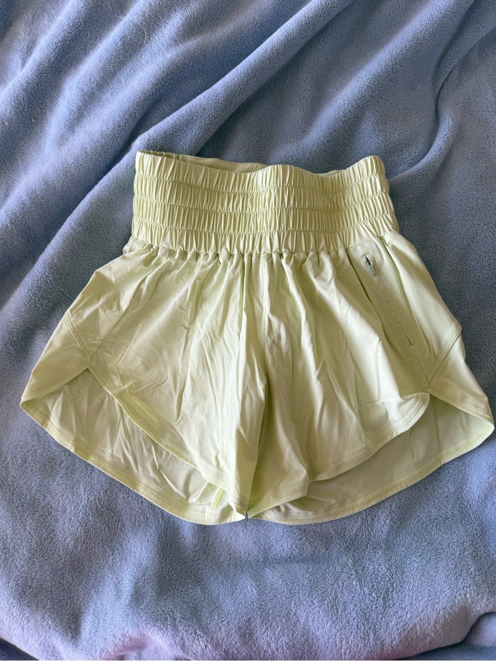 Outdoor Voices Light Yellow High-Waist Athletic Shorts